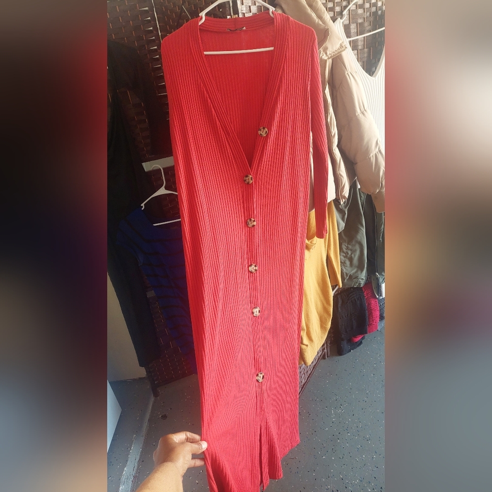 Red Button-Up Dress